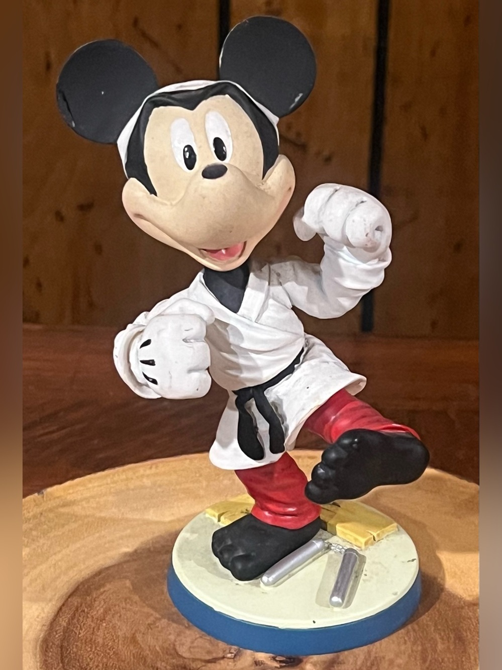 Vintage Disney Mickey Mouse Martial Arts Bobble Head Figurine 6 1/2”